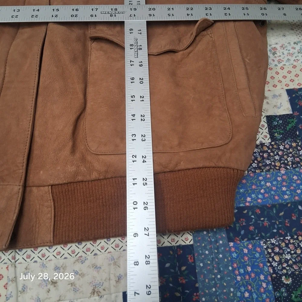 Vintage Hunt Club Womens Leather Bomber Jacket Size 2X Brown Soft Lined